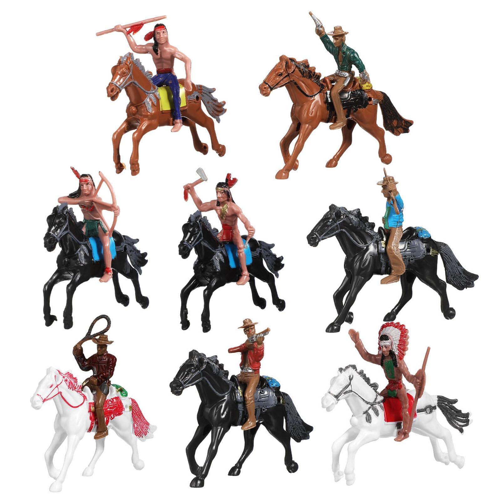 Amazon.co.jp: 西洋の牛の男の子の馬の置物 インドの乗馬人形セット 8